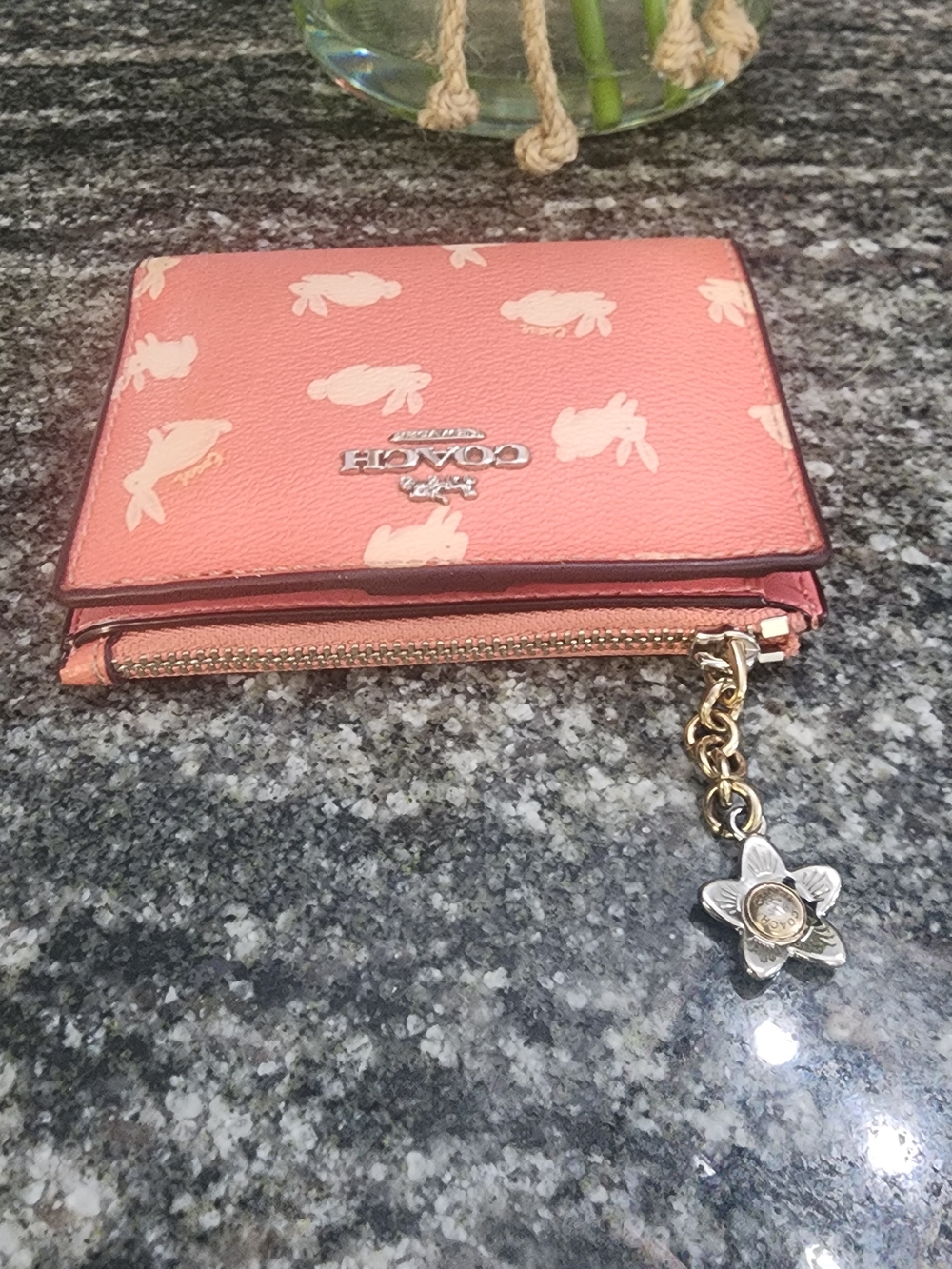 Coach Bunny Print Small Wallet in Coral - Picture 8 of 9